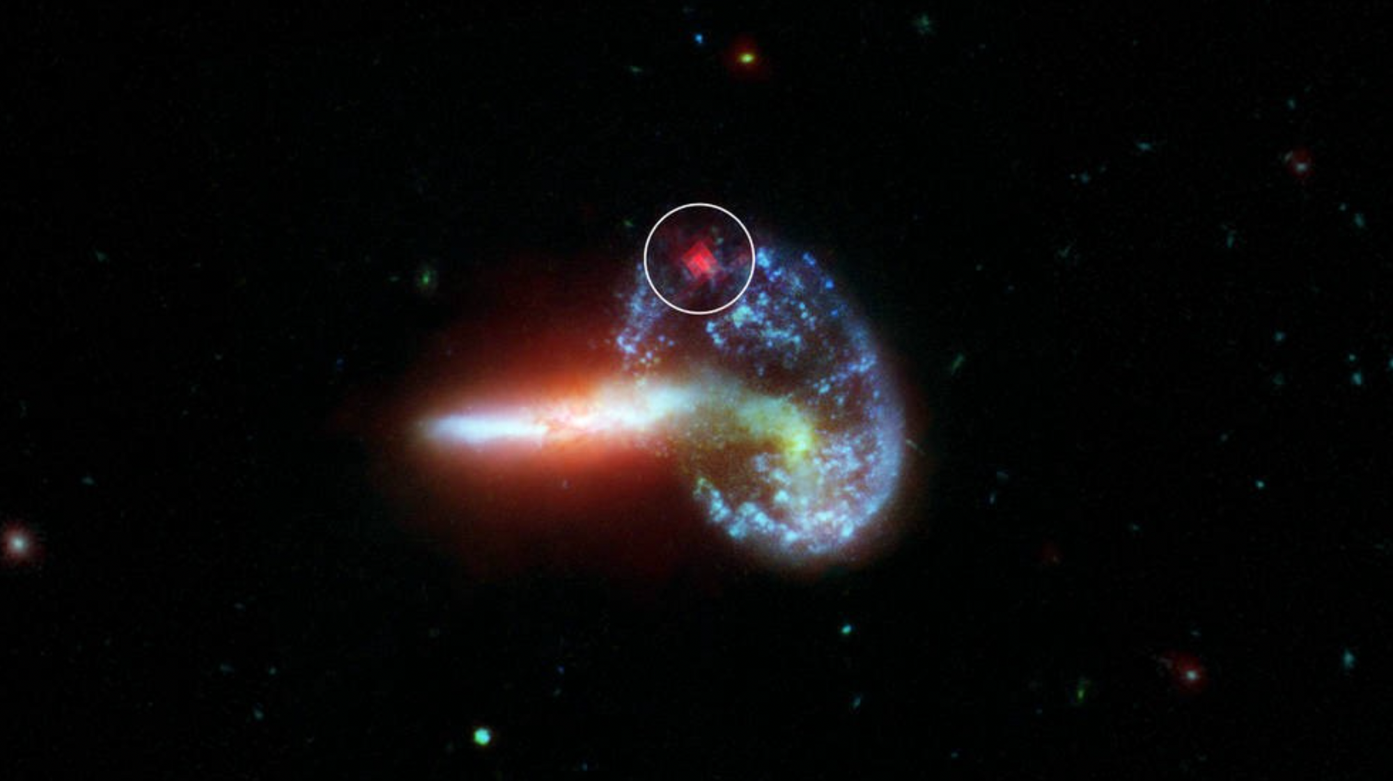 *Infrared photo of a supernova hidden in the galaxy Arp 148. Credits: NASA/JPL-Caltech.*